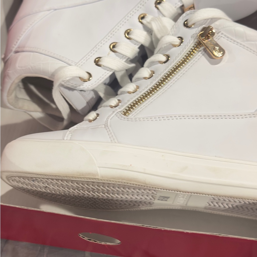 Guess White Sneakers with Gold Details
